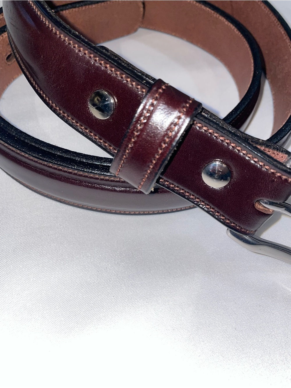 Hanks Belts Esquire Raised Leather Belt 2425 Made in USA Steel Buckle Size 46 - Picture 4 of 8